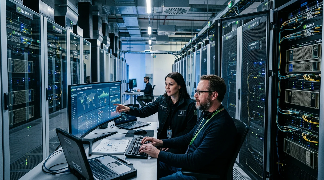 Enterprise AI infrastructure protected by cybersecurity technologies.