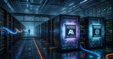 Anthropic and Samsung AI chip concept.