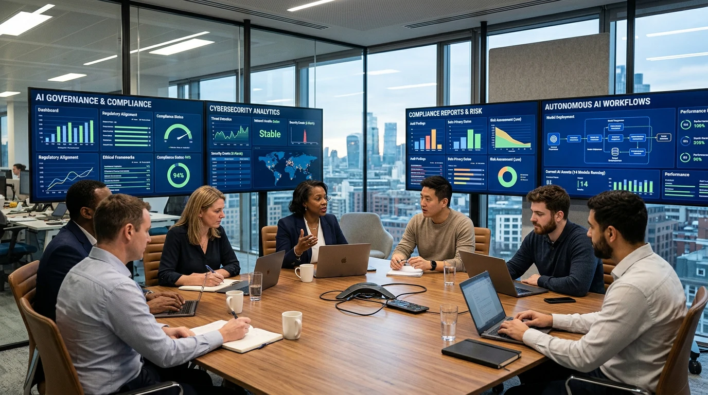 Business leaders discussing AI security and governance.