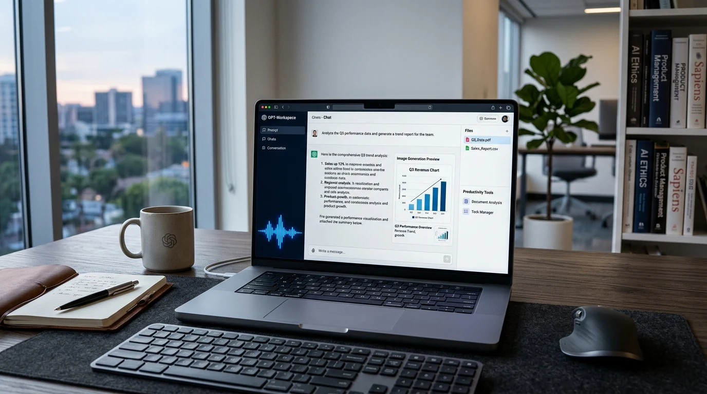 ChatGPT AI assistant interface for writing research and productivity