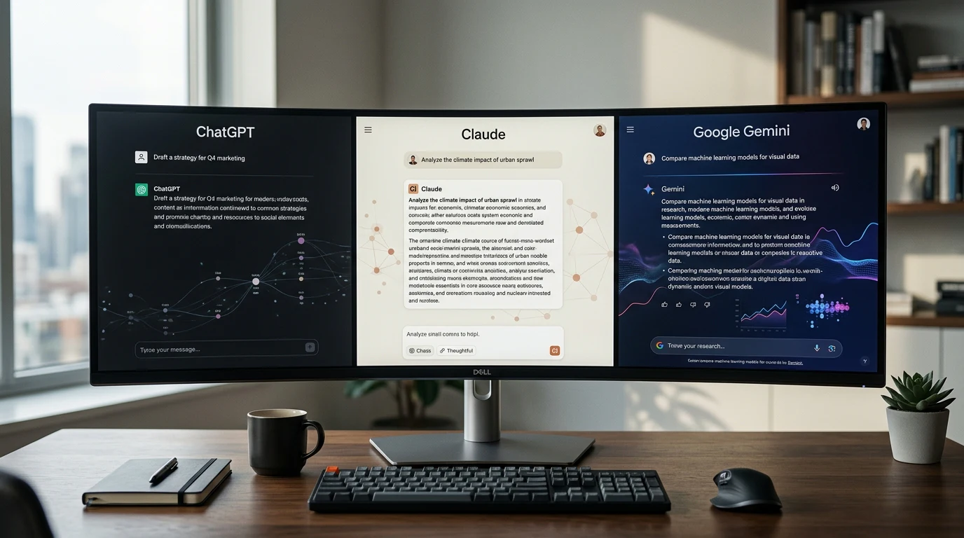 Comparison of ChatGPT Claude and Gemini AI assistants