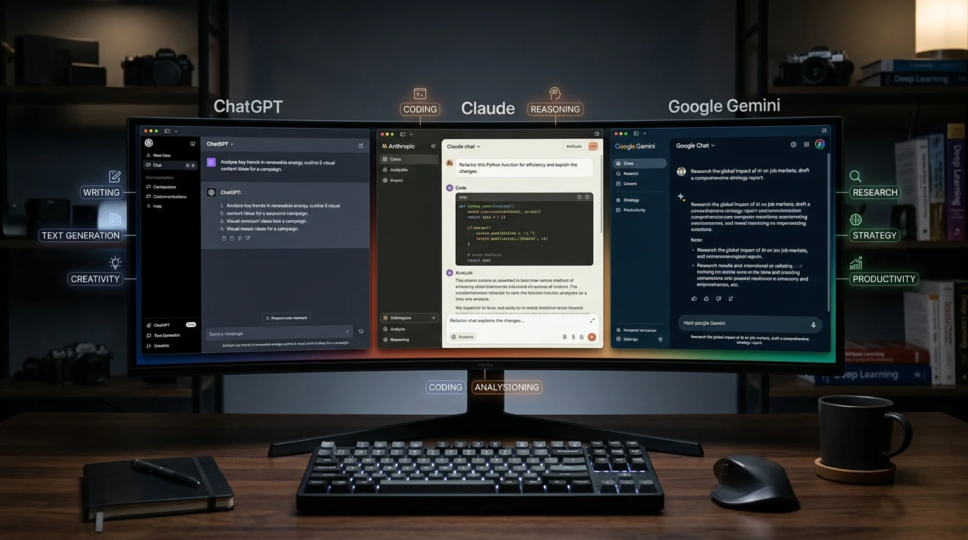 Head-to-head comparison of ChatGPT Claude and Gemini
