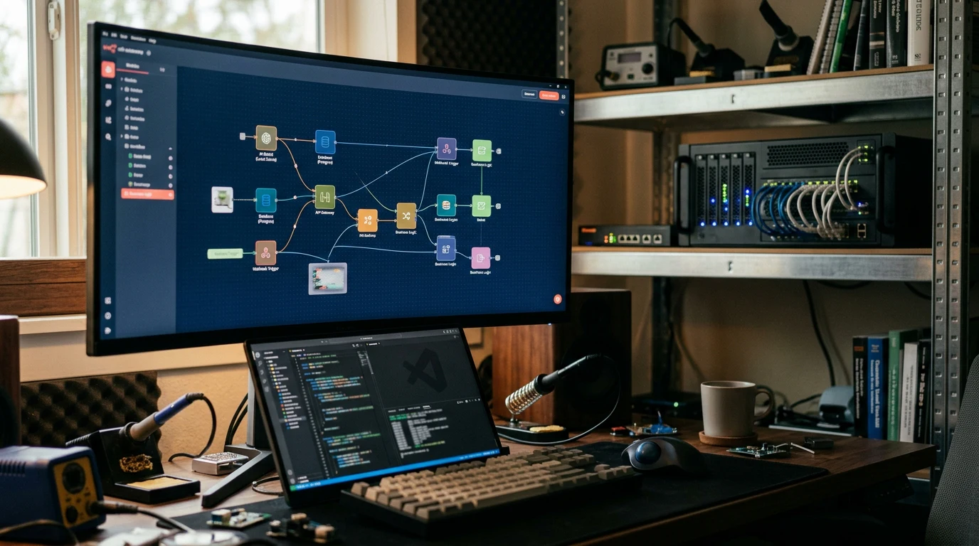 Self-hosted AI automation workflow connecting APIs and databases